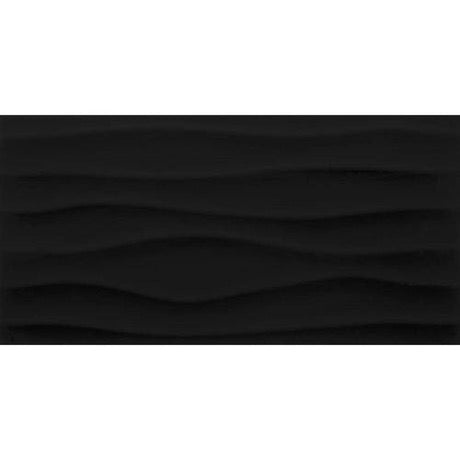 Multitude Domino Black Wave Ceramic Tile - Textured - 12" X 24", Per Pack: 15.52 Sqft