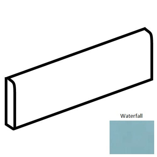 Color Wheel Classic Waterfall Ceramic Wall Trim - 2" X 6" Bullnose 6" Side - Semi Gloss
