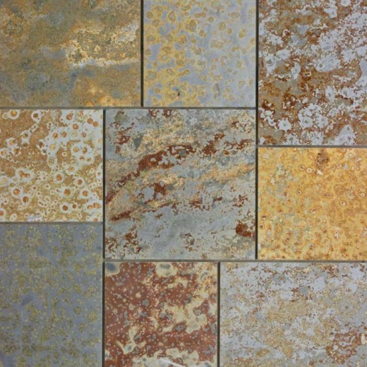 Full Tile Sample - Brazilian Multicolor Slate Tile - 18" X 18" X 3/8" Natural Cleft Face, Gauged Back