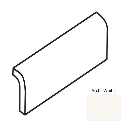Color Wheel Classic Arctic White Ceramic Wall Trim - 2" X 6" Radius Bullnose
