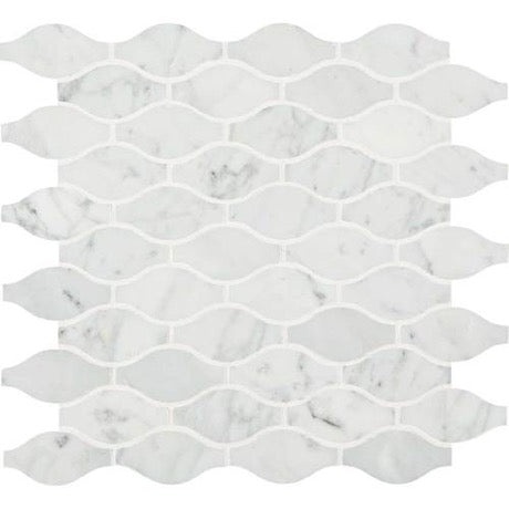 Carrara White Marble Mosaic - 3" X 1 1/2" Marquise - Polished, Per Pack: 5 Sqft