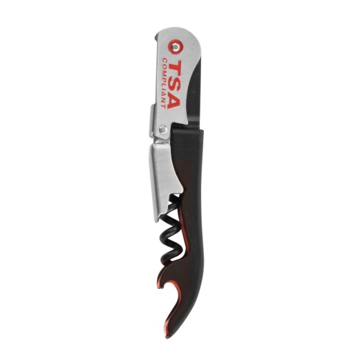 Black Double-Hinged TSA Compliant Corkscrew - Elevate Your Wine Tasting Experience
