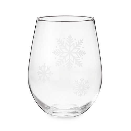 Scattered Snowflakes Stemless Wine Glass by Twine