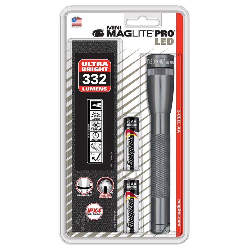 Maglite Led 2-Cell Aa Mini Pro Flashlight, Gray