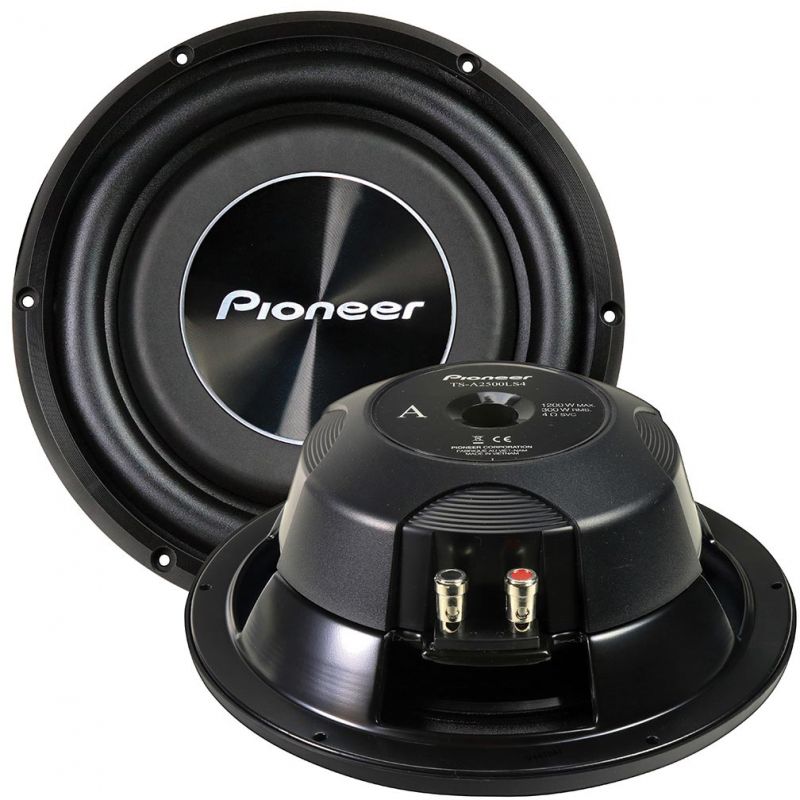 Pioneer 10″ Shallow Mount Woofer, 300W Rms/1200W Max, Single 4 Ohm Voice Coils