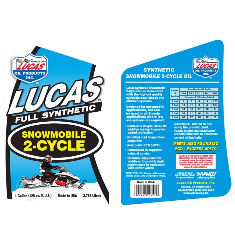 Lucas Oil Synthetic 2-Cycle Snowmobile Oil – 1 Gallon