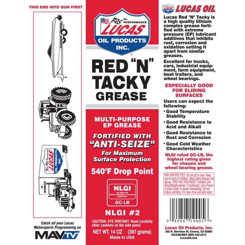 Lucas Oil Red N Tacky Grease – 14 Ounce Tube