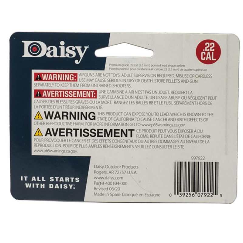 Daisy .22Cal Pointed Lead Pellets (250 Count)