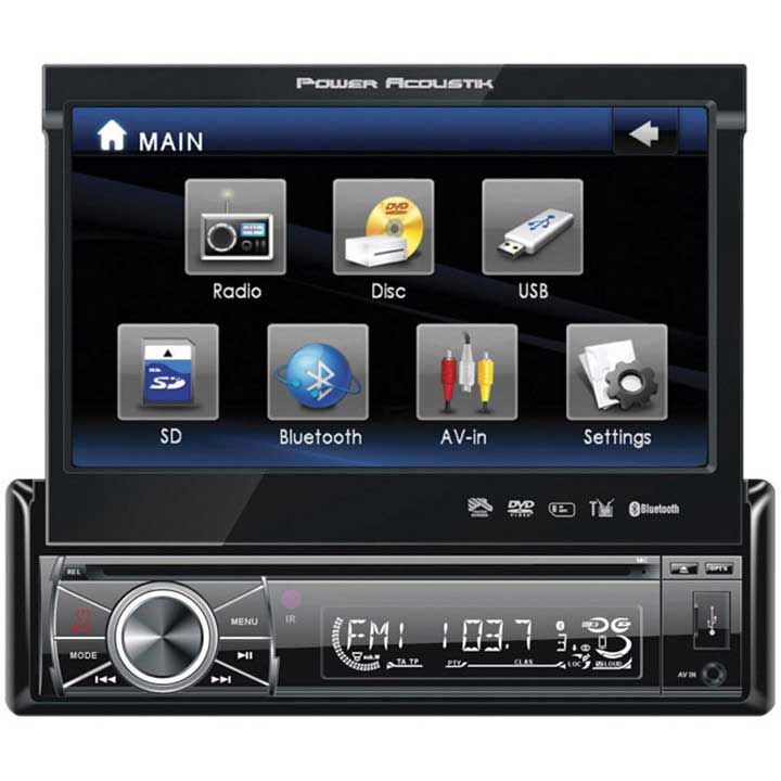 Power Acoustik 7” Single Din Motorized Touchscreen Dvd Receiver With