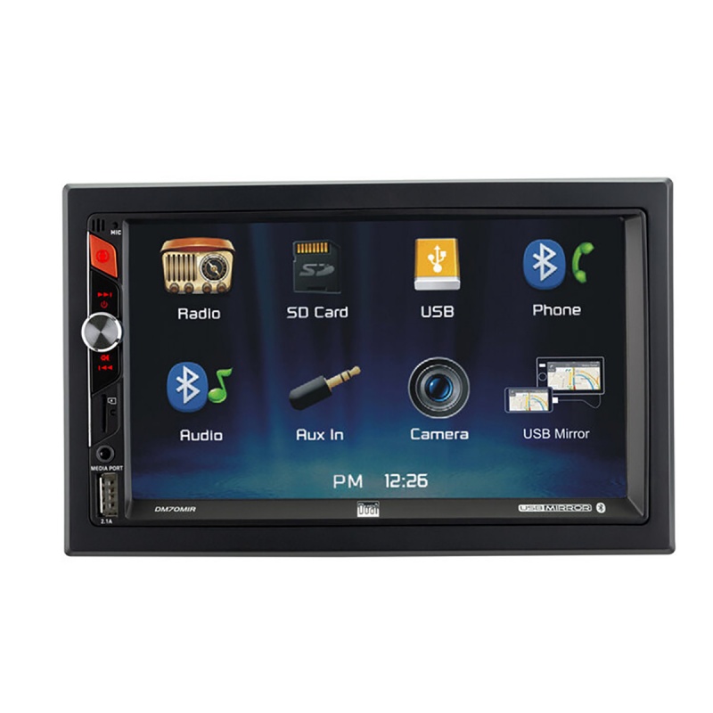 Dual 7″ Mechless Double Din Multimedia Bluetooth Receiver, Usb Mirroring For Android & Apple