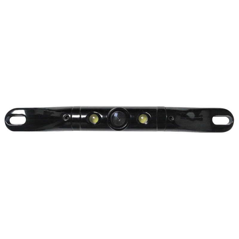 Boyo Short-Bar License Plate Cmos Color Camera, Black Finish With Built In Led Lights