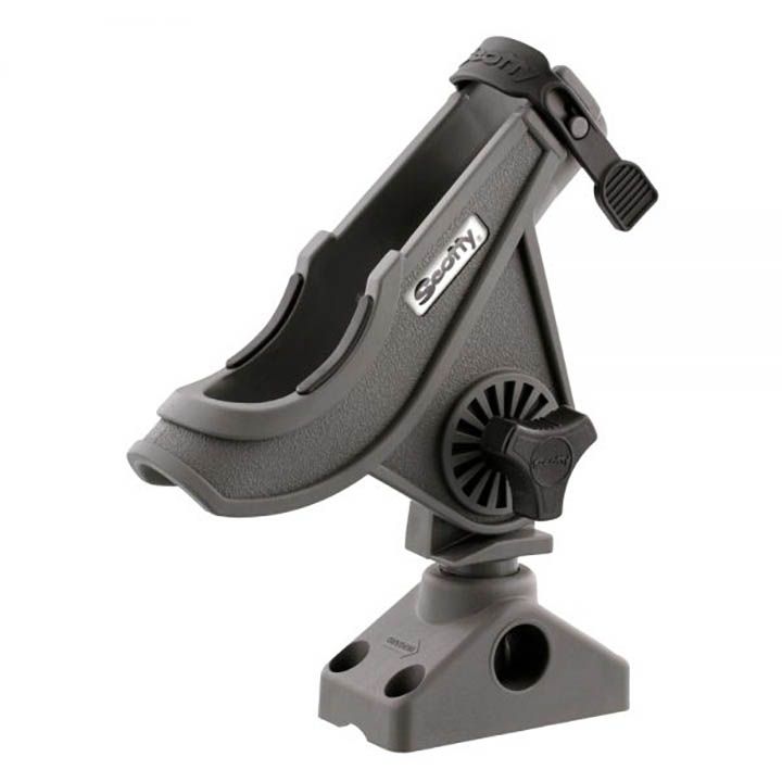 Scotty Baitcaster/Spinning Rod Holder With Combination Side/Deck Mount, Gray