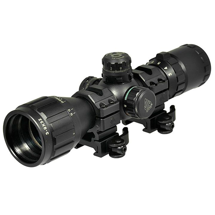 Utg 3-9×32 36-Color Mil-Dot Riflescope With Qd Rings