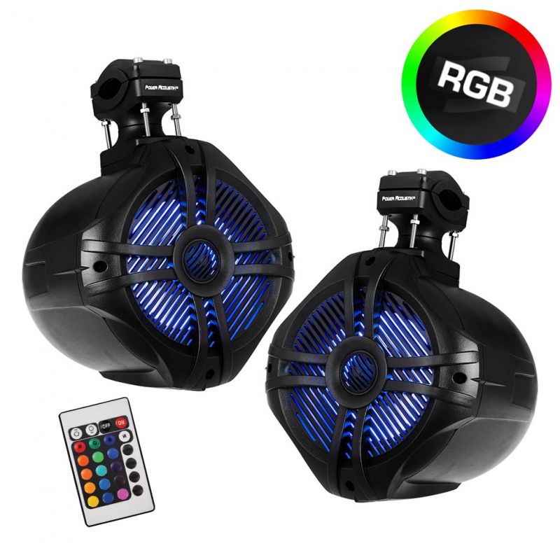Power Acoustik Marine 6.5″ 2Way Wakeboard Speakers With Rgb Led Illumination (Black)