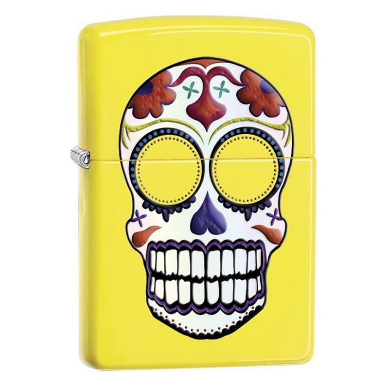 Zippo Windproof Lighter Day Of The Dead, Neon Yellow Finish