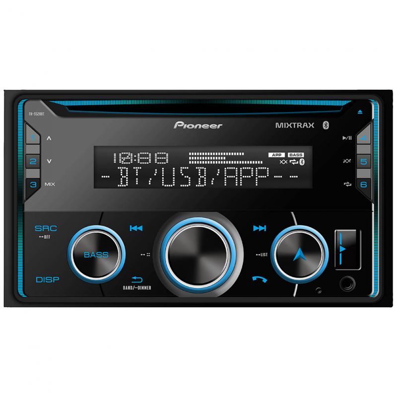 Pioneer Double Din Fixed Face Cd/Mp3 Receiver With Smart Sync App, Mixtrax & Bluetooth