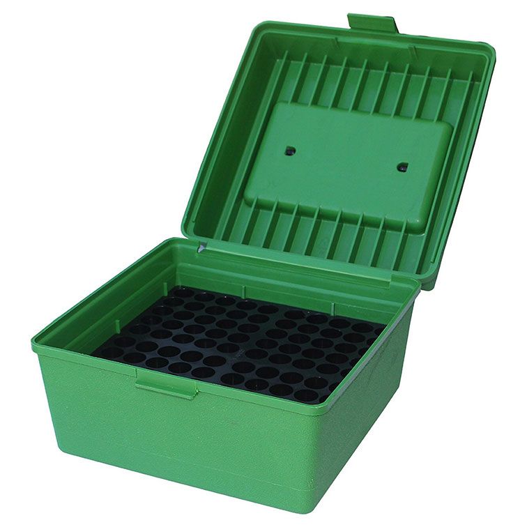 Mtm Deluxe Ammo Box 100 Round 22-250/458 Win (Green)