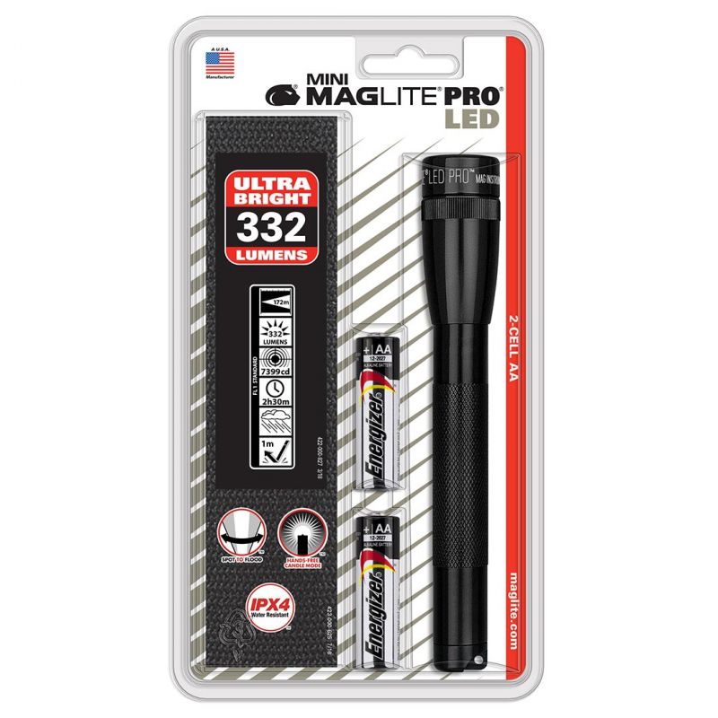 Maglite Led 2-Cell Aa Mini Pro Flashlight, Black