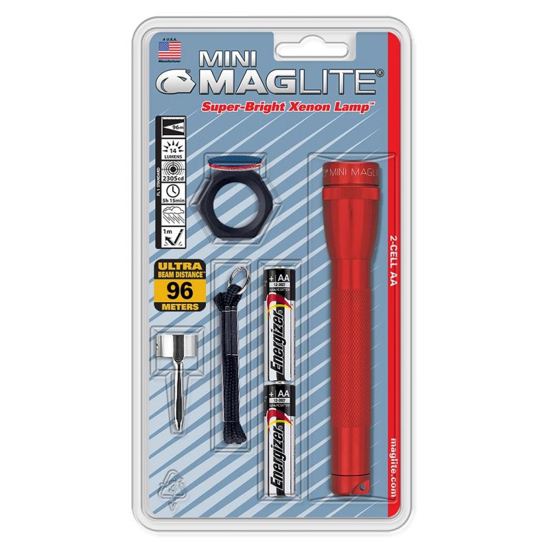 Maglite Xenon 2-Cell Aa Flashlight Combo Pack, Red