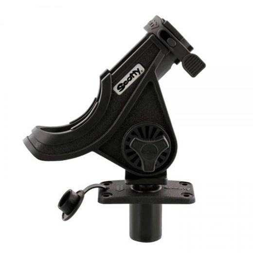 Scotty Baitcaster/Spinning Rod Holder With Flush Deck Mount, Black