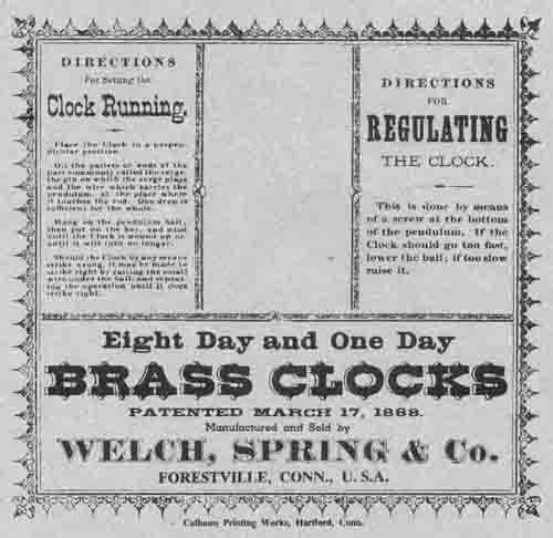 Buy Welch, Spring & Company Paper Clock Label Online | Vintage Clock ...