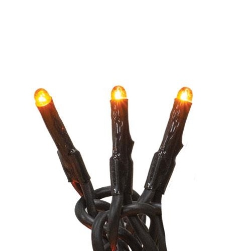 Orange Teeny Lights, Black Cord, 50 Ct