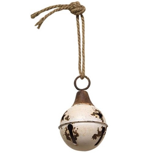 Aged White Jingle Bell, 4" - Unique Craft Supply for Rustic Charm