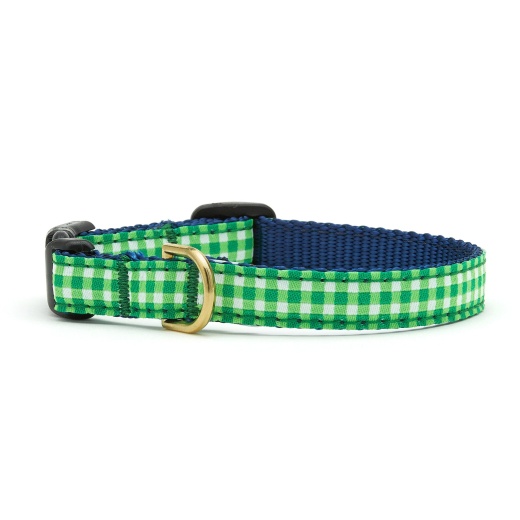 Lime Gingham Small Breed Dog Collar - Up Country