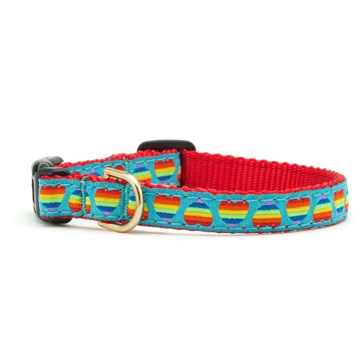 Rainbow Hearts Small Breed Dog Collar by Up Country