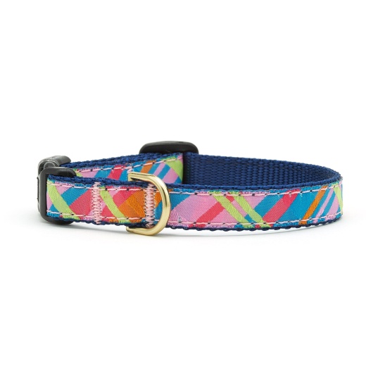 Pink Madras Small Breed Dog Collar by Up Country