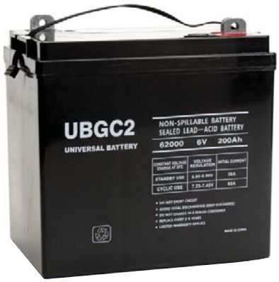 UPG Sealed Lead Acid AGM: UB-GC2 (Golf Cart), 200 AH, 6V
