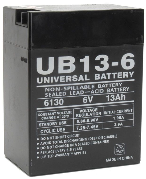 UPG Sealed Lead Acid AGM: UB6130 TOY, 13 AH, 6V