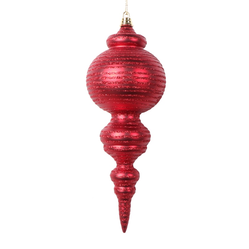 10" Matte Red Finial Ornament 2/Bag