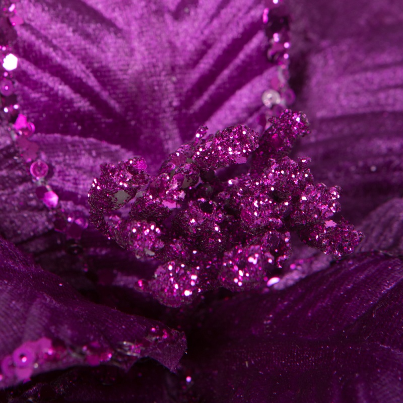 24" Purple Velvet Poinsettia 3/Bag