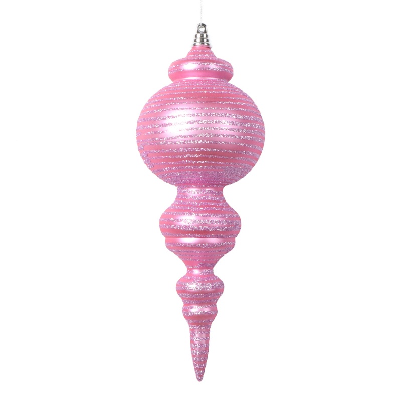 10" Matte Pink Finial Ornament 2/Bag