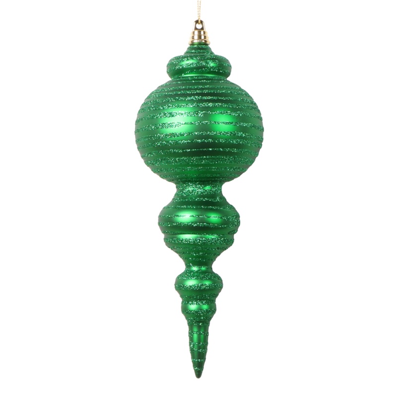 10" Matte Green Finial Ornament 2/Bag