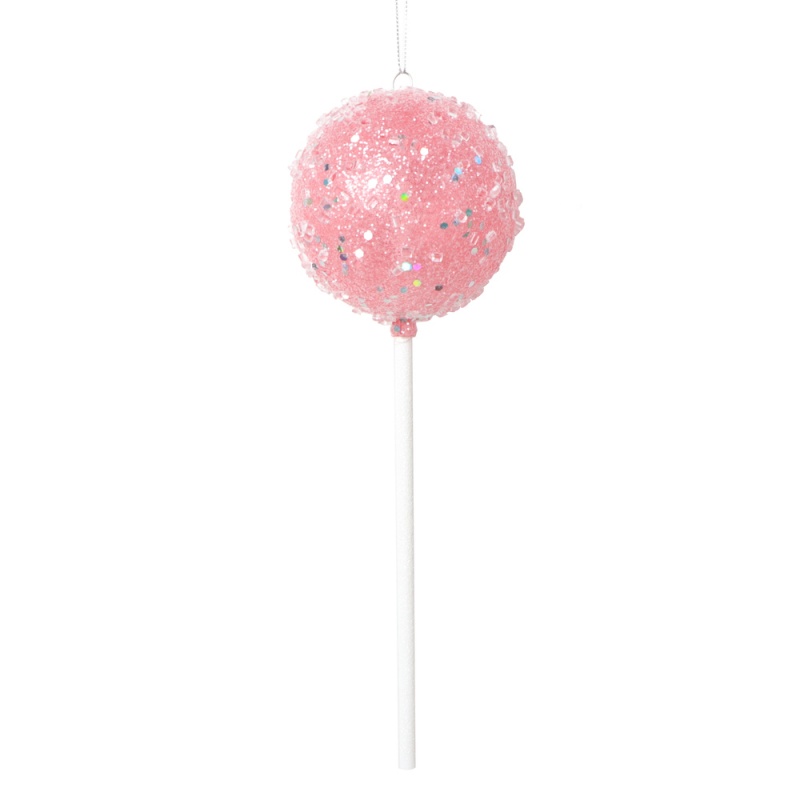 10" Pink Round Lollipop Ornament 3/Bag