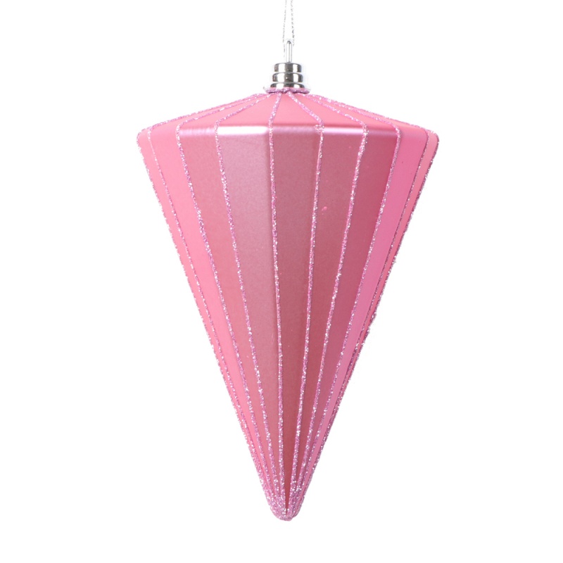6" Matte Pink Cone Ornament 3/Bag
