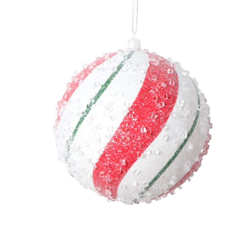 4.7" Red Green Swirl Ball Ornament 2/Bag