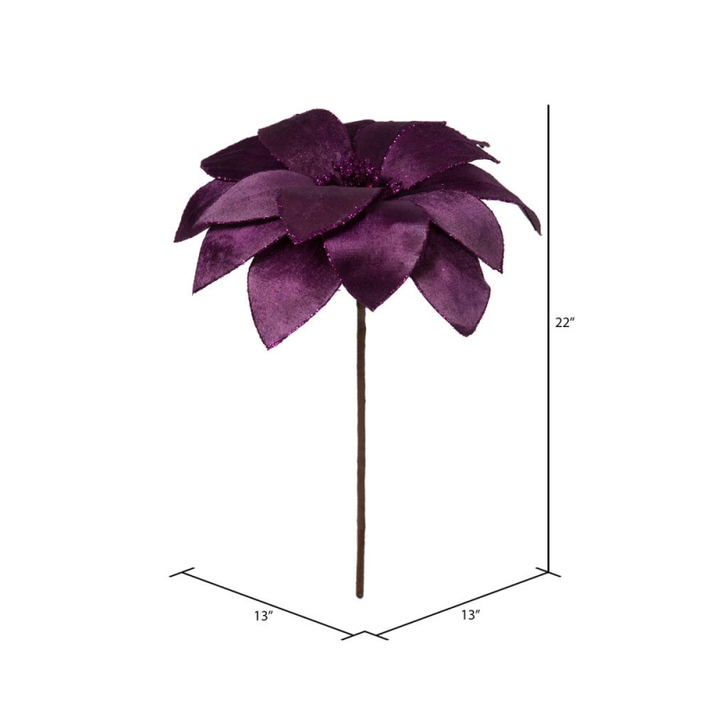 22" Purple Velvet Sheen Poinsettia 4/Bag