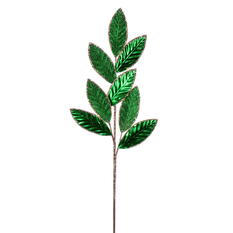 27.5" Green Mtlc Leaf Gltr Spry 3/Bag