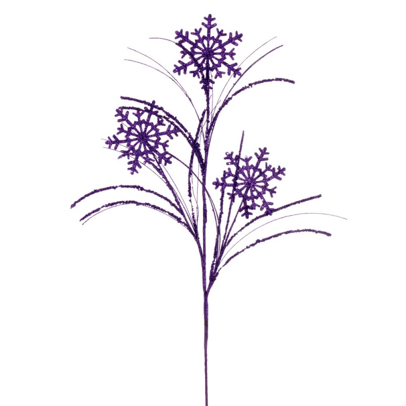 31" Purple Snowflake Glitr Spray 6/Bg