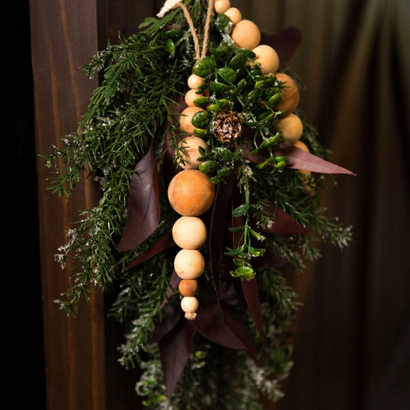 7" Natural Wooden Bead Ornament 2/Bag