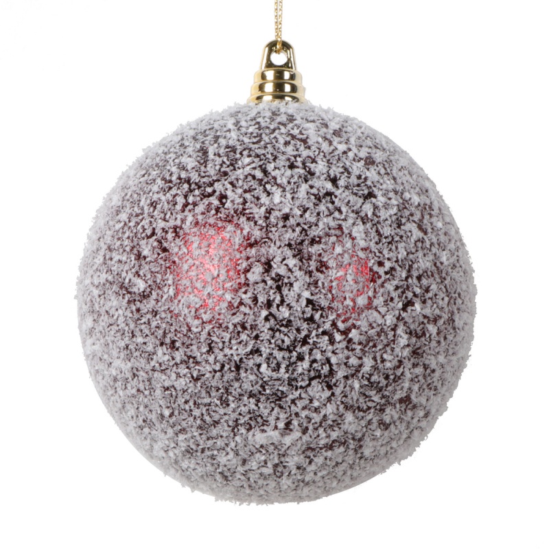 4" Burgundy Matte Snow Ornament 4/Bag