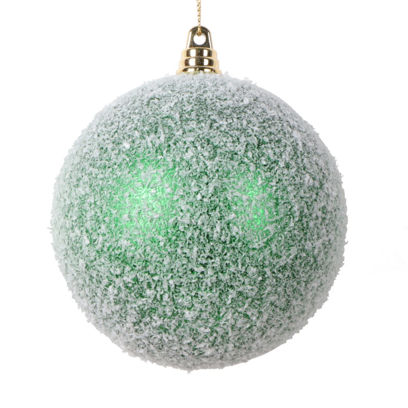 4" Green Matte Snow Ornament 4/Bag