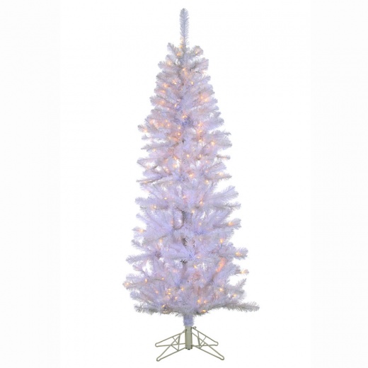 6.5' x 32" White Boise Pine Tree with 200 Clear Mini Lights