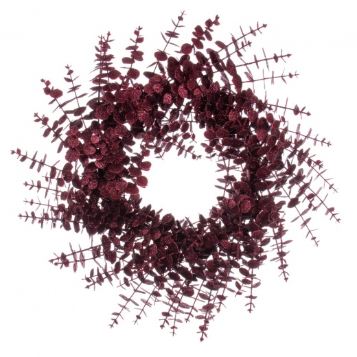 24" Burgundy Eucalyptus Glitter Wreath