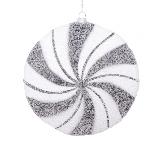 Vickerman 6" White Black Swirl Flat Ball Ornament - Add a Touch of Winter Wonderland Magic to Your Home Decor