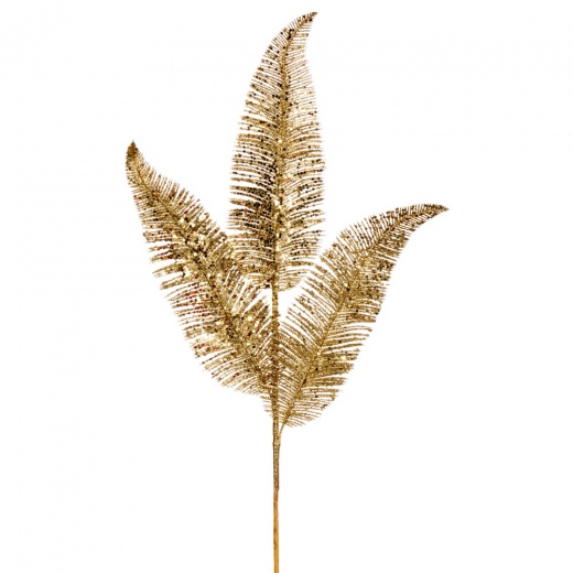 24.5" Gold Feather Fern Glitter Spray - Luxury Decor for Holiday and Everyday Spaces
