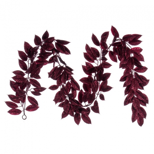 6' Burgundy Gardenia Glitter Garland